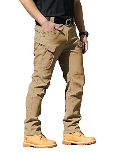 AUTIWITUA Men's Tactical Pants Water Resistant Flex Ripstop Cargo Pants Lightweight Hiking Pants with Multi Pockets(No Belt)