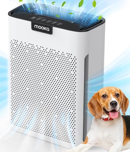 Air Purifiers for Home Large Room 2000 Ft² with Washable Filters, Fragrance Sponge, MOOKA H13 HEPA Filter Pet Air Purifier for Bedroom, Air Cleaner for Smoke Dust Pollen Pets Hair Odor, KJ190L White