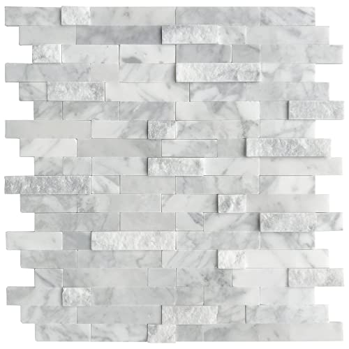 SUNWINGS Peel and Stick Mosaic Natural 3D Stone Self Adhesive Tiles, 12