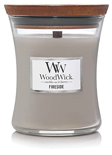 WoodWick Medium Hourglass Candle, Fireside Scent, Premium Soy Blend Wax, Crackles as it burns, 10oz, Perfect for creating a cozy ambiance, Perfect for Gifting