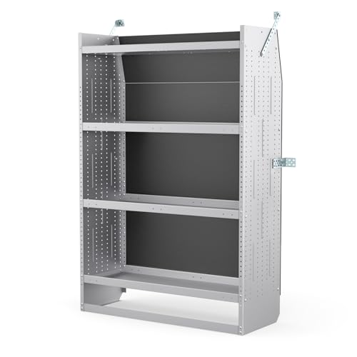 AA Products Model SH-6204 Steel Low/Mid/High Roof Van Shelving Storage System Fits Transit, ProMaster and Sprinter, 4 Tiers Van Shelving Units, 42''W x 62''H x 16''D