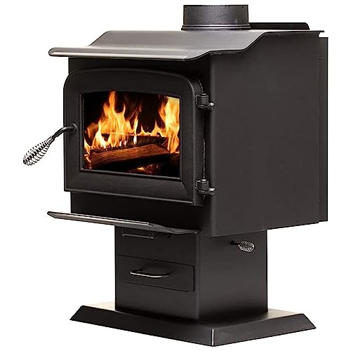 Ashley Hearth AW1120E-P 1,200 Sq. Ft. EPA Certified Pedestal Wood Burning Stove, Black