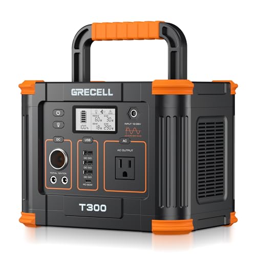 Portable Power Station 300W (Peak 600W), GRECELL 288Wh Solar Generator with 60W USB-C PD Output, 110V Pure Sine Wave AC Outlet Backup Lithium Battery for Outdoors Camping Travel Hunting Home Blackout