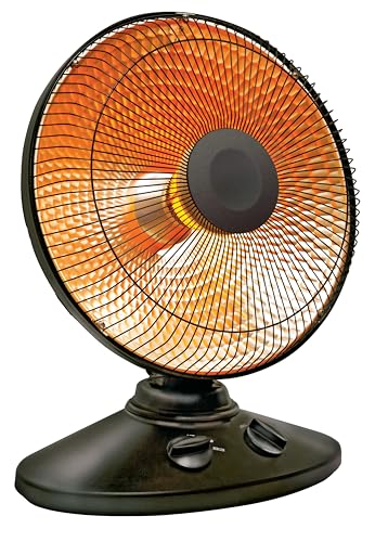 Comfort Glow Oscillating Parabolic Space Heater, 1000W Radiant Dish Heater with Adjustable Tilt, Energy Efficient, Variable Heat, Overheat & Tip-Over Protection - Radiant Heaters for Indoor Use