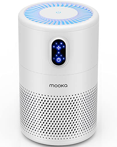 MOOKA Air Purifiers for Home Large Room up to 1076 ft², H13 True HEPA Air Filter Cleaner, Odor Eliminator, Remove Smoke Dust Pollen Pet Dander, Night Light(Available for California)