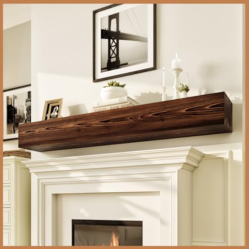 Avana Rustic Fireplace Mantle Shelf 60 Inches for Home Decor/Wall Decor - Handcrafted Wood Shelf for Wall - Decorative Fireplace Mantel Shelf - Farmhouse Mantle Decor 60 X 8 X 5 - Rustic Brown