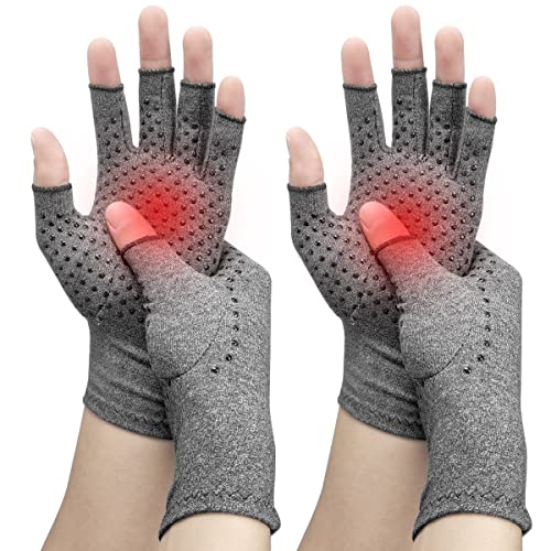 DRNAIETY 2 Pairs Compression Gloves for Hand Arthritis, Rheumatoid, Osteoarthritis, Carpal Tunnel Pain for Women & Men, Anti-Slip Glue dot Gloves for Work