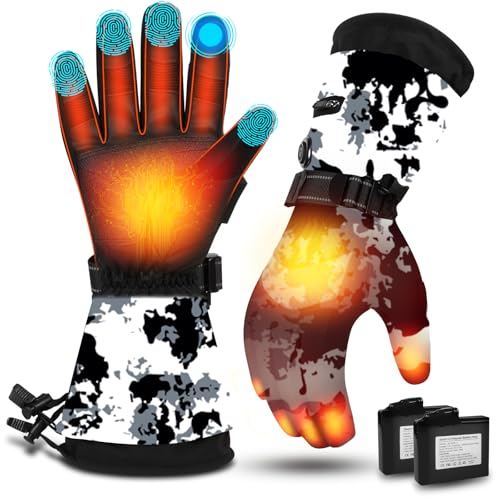 MADETEC Heated Gloves for Men Women, 7.4V 22.2WH 2024 Winter Gloves Upgraded Rechargeable Battery, Waterproof & Windproof Electric Heated Gloves, Camo Gloves for Camping Fishing Hunting Motorcycle