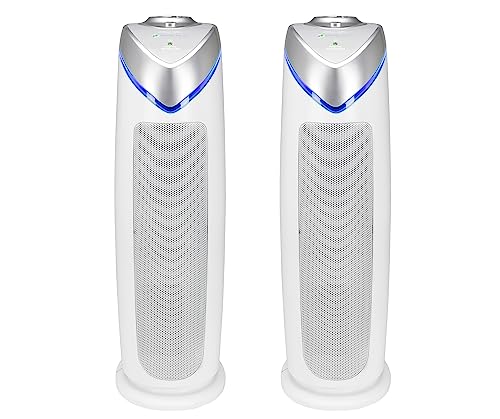 GermGuardian Air Purifier with HEPA 13 Filter, Removes 99.97% of Pollutants, Covers 743 Sq. Foot Room in 1 Hour, UV-C Light Helps Reduce Germs, 22 Inch, 2-Pack, White, AC4825W2PK