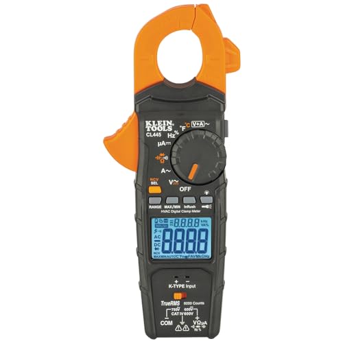 Klein Tools CL445 HVAC Clamp Meter, Auto-Ranging TRMS, NCVT, Measures Voltage, Current, Temperature, Micro Amps, InRush and More