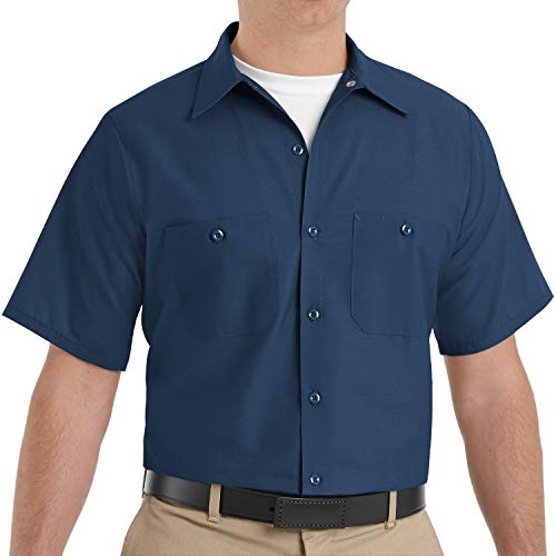 Red Kap Men's Industrial Work Shirt, Regular Fit, Short Sleeve, Navy, 2X-Large Tall