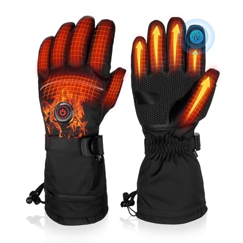 MRAWARM Heated Gloves, 5V 6000 mAh Rechargeable Heated Gloves for Men Women, Waterproof Battery Heated Gloves, Upgrade Non-Slip Electric Heating Gloves for Cycling Skiing Hiking Hunting