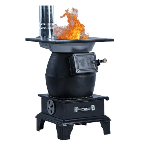 DDSS Indoor Wood-Burning Heating Stove, Thickened Cast Iron Rural Heating Stove, Smokeless Cooker, Energy Power Saving.