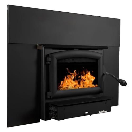 Buck Stove Fireplace Insert Model 74 | Non-Catalytic, 52,400 BTUs (Covers 2,600 Square Feet) | Wood Burning with Heat Activated Blower | Black Door with 12