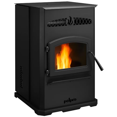 PelPro PP70 Pellet Stove for Home Heating - 70 lb Hopper, 42,500 BTU Heats up to 2,000 Sq. Ft., Easy-Dial Temp Control, Built-in Thermostat with Auto-Ignition, Variable Speed Blower