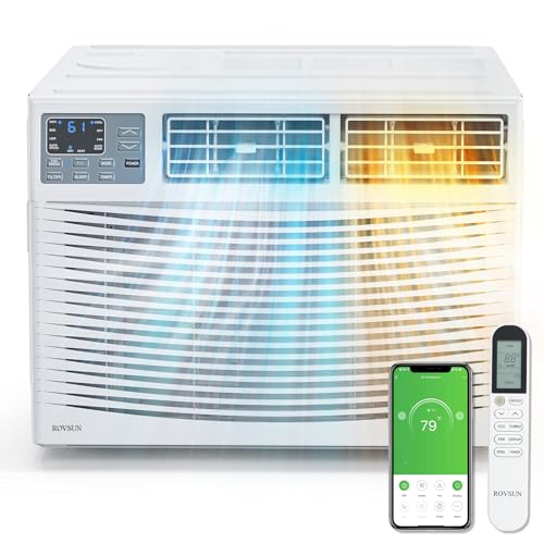 ROVSUN 8000 BTU Window Air Conditioner with Heat, Window AC Unit & Heater Combo with APP & Voice Smart Control, Timer Function & Easy Installation Kit, Work with Alexa/Google Assistant, 115V/60Hz