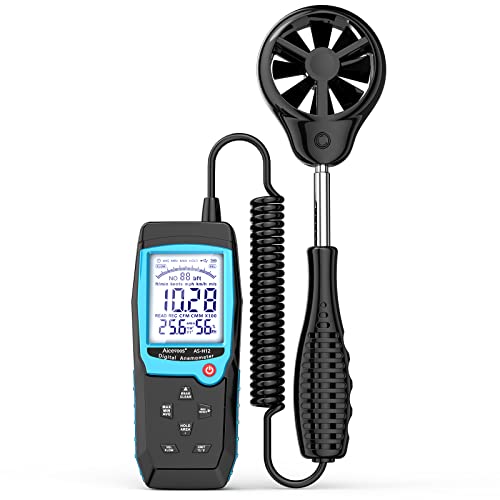 Aicevoos H12 Digital Anemometer Handheld Wind Speed Meter with Extended Wind Sensor, Measures Wind Speed Wind Flow Temperature and Humidity CFM Air Flow Velocity Meter with Big Backlit Screen