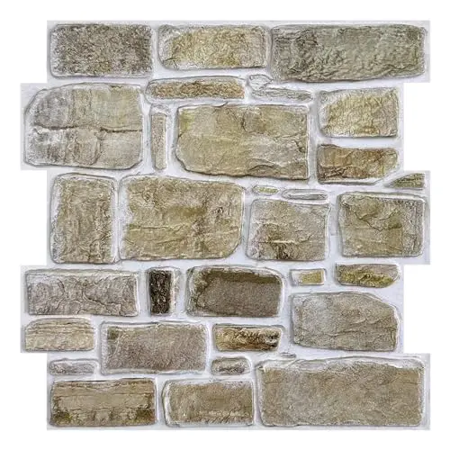 Commomy Faux Stone Wall Panels - 10 Sheets Ultralight PVC Stone Panels for Wall 11.8