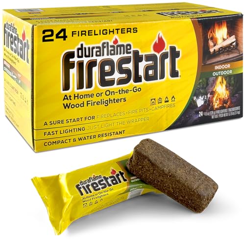 Fire Starter for Indoor and Outdoor Use - Quick Ignition Fire Logs for BBQ, Fireplace, Fire Pit and Campfires (24 Pack) - Fire Starters for Campfires