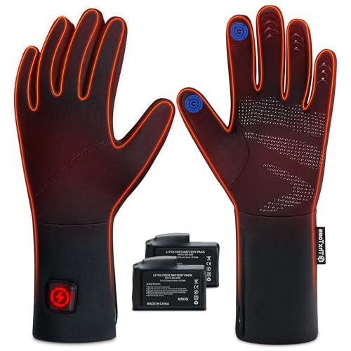 ThxToms Heated Glove Liners for Men Women, Rechargeable Battery Electric Heated Gloves, Upgraded Thin Heating Gloves for Raynaud's Arthritis Hands Skiing Driving, Instant Heat, Touchscreen, Dexterity