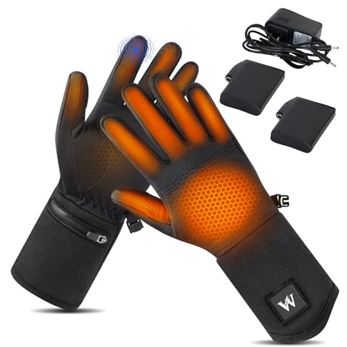 Weston Heated Glove Liners for Men and Women - Rechargeable Thermal Hand Warmers - Heated Gloves with 3 Heat Settings, Touch Screen Friendly - Great for Winter, Skiing, Work, and Outdoor (M/L)