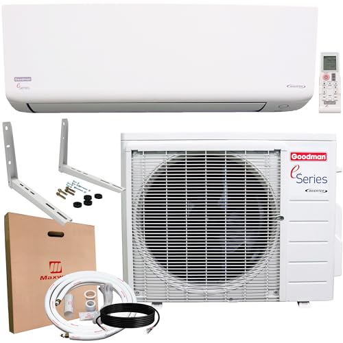 Goodman 18,000 BTU 18 SEER2 Ductless Mini Split Inverter Heat Pump System with Maxwell 15-ft Installation Kit and Wall Mounting Bracket (230v)