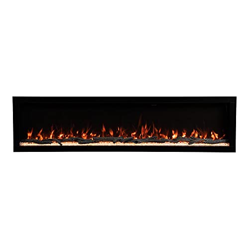 Modern Ember Highmark 72 Inch Smart Linear Electric Fireplace - Premium Flame with 10 Colors, Sleek Hidden Vent Design, Install Recessed in-Wall or Wall-Mount, WiFi and Voice-Enabled