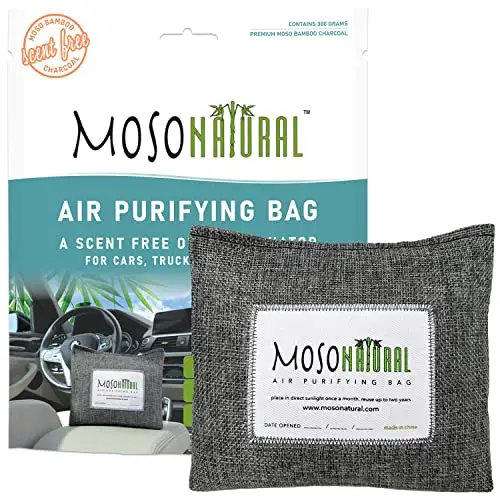 Moso Natural Car Air Freshener and Deodorizer | Long Lasting Bamboo Charcoal Odor Absorber | Non Toxic Odor Eliminator for Cars | Scent Free Air Purifying Bag