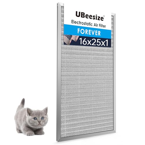 UBeesize 16x25x1 Reusable Electrostatic Air Filter HVAC AC Furnace Filter,MERV 8,Washable, Lasts a Lifetime,Permanent Air Filter,Breathe Fresher,Home And Office(Actual Size:15.5x24.65x0.82 Inch)