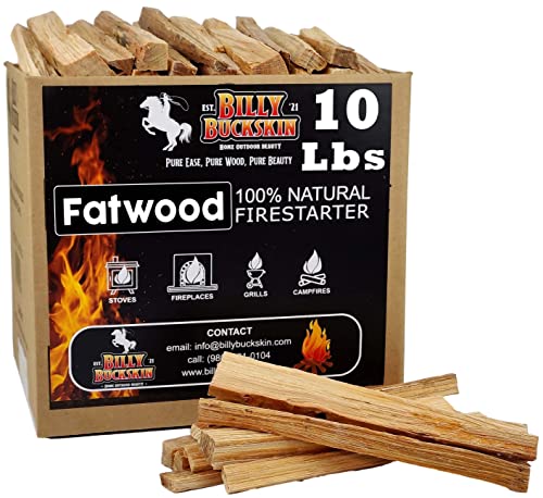 10 lbs. Fatwood Fire Starter Sticks, Perfect Fire Starters for Fire Pit, Campfires, Fireplaces, Bonfires, BBQ & Wood Stoves, Easy to Start a Fire with Just 2 Sticks, Camping Essentials (10 Pound Box)