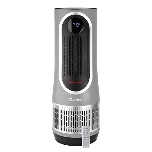 LivePure 3 in 1 Clean Heat Air Purifier & Heater-HEPA Filtration System, Space Heater w/ 2 Heat Modes, 60° Rotation, Heaters for Indoor Use, Air Purifiers for Home, Bedrooms, and Office. Gray