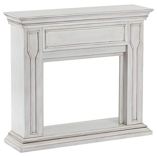 e-Flame USA Breckenridge Electric Fireplace Stove Mantel Surround - 41-inch - Rustic White Finish