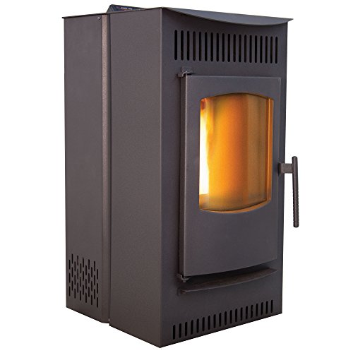 Castle Wood Pellet Stove Serenity 12327 Indoor Heating Temperature Control, Free Standing with Flame Window and Smart Controler, 18- ¼”W x 34”H x 23 ¾”D