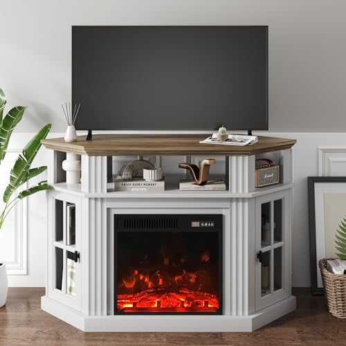 YESHOMY Corner Fireplace TV Stand for Television up to 55