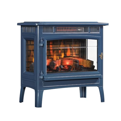 duraflame Freestanding Electric Fireplace Stove Heater with 3D Flame Effect for 1,000 Sq. Ft. Room, Navy