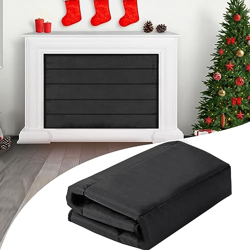 Magnetic Fireplace Blanket for Heat Loss Indoor Fireplace Covers Keep Drafts Out Stops Heat Loss Fireplace Draft Stopper with Built-in 12 Strong Magnet for Iron Fireplace Frame Fireplace Screen 36x32