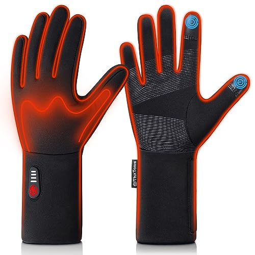 ThxToms Heated Gloves for Men Women, Electric Battery Heated Gloves, Upgraded Heating Gloves for Raynauds Arthritis Hands,Ultra Thin Soft Touchscreen Hand Warmers Gloves for Ski, Hiking,Cycling,M