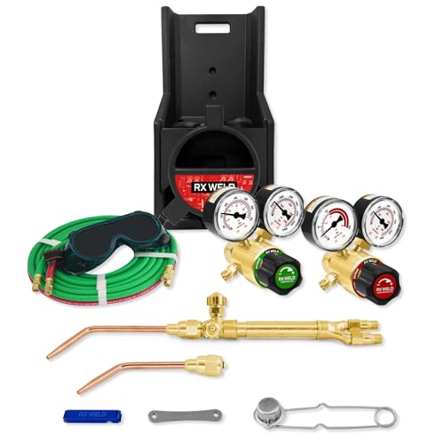 RX WELD Light Duty Portable Outfit Brazing Hvac Torch Kit, Oxy Acetylene Cutting Set, Cylinders Not Included