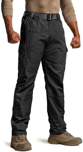 CQR Men's Tactical Pants, Water Resistant Ripstop Cargo Pants, Lightweight EDC Work Hiking Pants, Outdoor Apparel, Raider Black, 38W x 32L