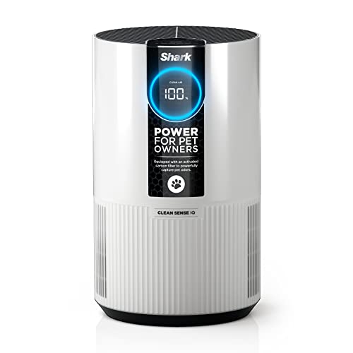 Shark Air Purifier For Home Pets, Allergies, Pet Hair, HEPA Air Filter, 500 Sq Ft, Small Room, Bedroom, Odor Eliminator Clean Sense, Captures 99.98% of Particles, Pet Dander, Fur, Allergens HP102PET