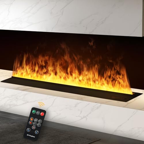 Mexhom Electric Fireplace 3D Water Vapor Fireplace Recessed Realistic Atomized Flame, with Water and Remote Control Electric Steam Fireplace Stove(Size:L31.5 x W7.87x H8.27 in), Single