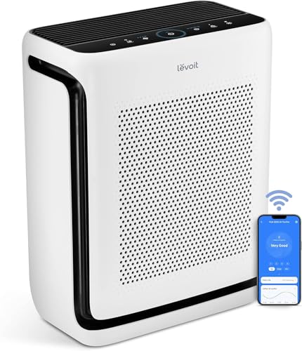 LEVOIT Air Purifiers for Home Large Room Up to 1800 Ft² in 1 Hr with Washable Pre-Filter, Air Quality Monitor, Smart WiFi, HEPA Sleep Mode for Allergies, Pet Hair in Bedroom, Vital 200S-P, White