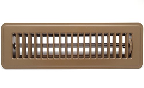 HVAC Premium Floor Register with Louvered Design - Heavy Duty Rigid Floor Air Supply with Damper & Lever (6 X 14, Brown)