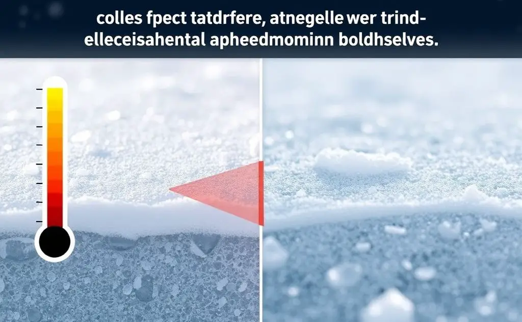 Visualize the impact of cold temperatures on adhesive materials, showcasing frozen surfaces and bond failure.