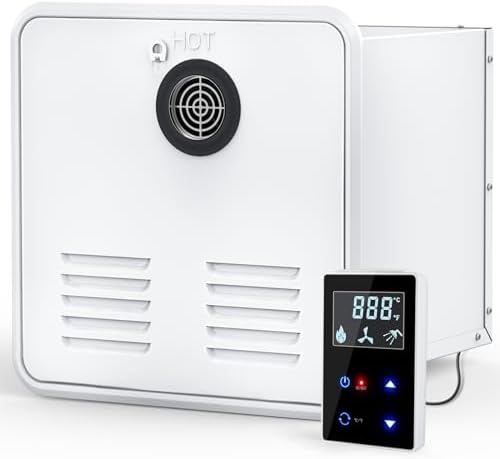 ITEFDTUTNE RV Tankless Water Heater, with 15 x 15 inches White Door and Remote Controller, DC 12V, Best High Altitude Performance, Ideal for RVers