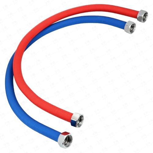 36Inch Flexible Stainless Steel Corrugated Water Heater Connector,3/4"FIP x 3/4"FIP,Hot and Cold Code Water Heater Hose,304 Stainless Steel Corrugated Pipe and Brass Connector(2Pack)