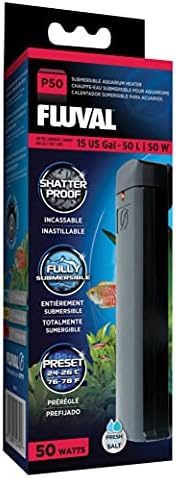 Fluval P50 Submersible Aquarium Heater – 50W, Preset 76-78°F for Freshwater & Saltwater Tanks up to 15 Gal, Shatterproof, Fully Submersible, LED Indicator, Durable & Safe Fish Tank Heater