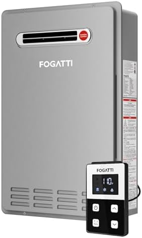 FOGATTI Natural Gas Tankless Water Heater - Outdoor Installation Up to 8.1 GPM, Gray Instant Hot Water Heater - Instagas Comfort 180S Series