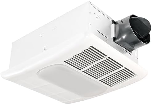 Delta Breez Bathroom Exhaust Fan with Light, Heater & Thermostat, Radiance, 80 CFM, White