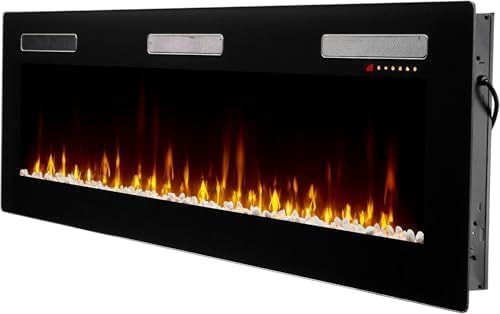 Dimplex Sierra Electric Fireplace Heater, 72" Inch, Black, 1400W - Wall Mounted Linear Fireplace with Realistic Flames, Adjustable Ember Bed, Remote Control - Thin Fireplace for Living Room, Bedroom